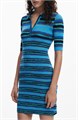 Платье-свитер в яркую полоску от Desigual, с коротким рукавом и воротником-поло, 72% вискоза 10045572