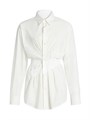 Рубашка из хлопкового поплина с разрезным воротником и затянутой талией от MM6 Maison Margiela, Италия 11024828