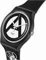 Swatch Кварцевые часы с черным корпусом из биоматериала, 41 мм, белый циферблат, стрелки с персонажем Вик от VERDY 11101580