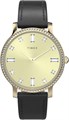 Женские аналоговые часы Timex Transcend 34 мм с золотистым корпусом и черным ремешком 11045356