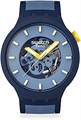 Swatch Водонепроницаемые унисекс часы с автоматическим механизмом и пластиковым корпусом, 47 мм, синие 11066896