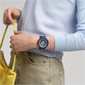 Swatch Водонепроницаемые унисекс часы с автоматическим механизмом и пластиковым корпусом, 47 мм, синие 11066896
