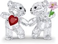 Swarovski Фигурки пара медвежат Happy Together, 3,8 x 5,4 x 3,2 см, прозрачные кристаллы с красным сердцем и розовым цветком 11100227