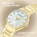 Kenneth Cole Женские классические часы с зеленым перламутровым циферблатом, золотыми римскими цифрами и кристаллическим безелем 11104313