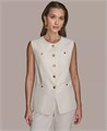 Женский жилет без рукавов из льняной смеси с золотыми пуговицами, Donna Karan New York 11053879