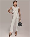 Женский жилет без рукавов из льняной смеси с золотыми пуговицами, Donna Karan New York 11053879