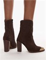 Замшевые ботильоны Bronx New-Americana шоколадного цвета на высоком каблуке с боковой молнией 11034334