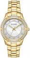 Bulova Женские часы из нержавеющей стали с кристаллами, с циферблатом из белого перламутра и тремя стрелками 11061442