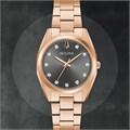 Bulova Женские кварцевые наручные часы с 11 бриллиантами, розовое золото, серый циферблат, нержавеющая сталь 11071158