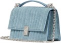 Kate Spade New York Голубая мини-сумка через плечо с клапаном из стеганого денима и замшевой кожи, с цепочкой в качестве ремешка 11061406