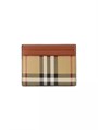 Burberry Карточный холдер Sandon в шахматном узоре из полиуретана и хлопка с 4 карманами, на молнии, кожаный, размер 10,5 см х 7,6 см 10043735