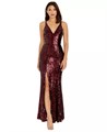 Женское платье Iris от Dress the Population с пайетками, высоким разрезом и V-образным вырезом 11072163
