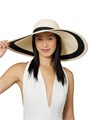 Eugenia Kim Стильная широкополая солнцезащитная шляпа с полосатым принтом, высота 34 см, ширина полей 18 см, изготовлена из 57% бумаги 10044975