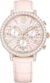 Swarovski Хронографические часы из нержавеющей стали с розовым золотым покрытием, 36 мм, кожаный ремешок, розовый циферблат 11057718