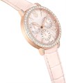 Swarovski Хронографические часы из нержавеющей стали с розовым золотым покрытием, 36 мм, кожаный ремешок, розовый циферблат 11057718