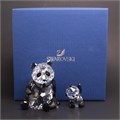 Swarovski Фигурка мамы панды с детенышем из прозрачного и черного кристалла, 8 см, 10,5 см, 7 см, отличный подарок 11084059