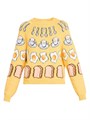 Свитер лонгслив Moschino из хлопкового бленда с забавным узором на тему завтрака, 62% хлопок 11024337