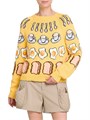 Свитер лонгслив Moschino из хлопкового бленда с забавным узором на тему завтрака, 62% хлопок 11024337