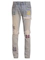 Джинсы Mx1 Skinny с вырезами и вышивкой логотипа MA Quad от Amiri, 92% хлопка, сделано в Италии 11031077