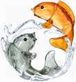 Swarovski Статуэтка с двумя карпами из кристаллов, черная и оранжевая, 817 граней, символизирует гармонию и успех 11064568