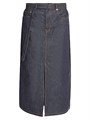 Джинсовая плиссированная миди-юбка с поясом и пятью карманами от Sacai, 100% хлопок 11034216