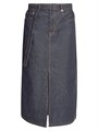 Джинсовая плиссированная миди-юбка с поясом и пятью карманами от Sacai, 100% хлопок 11034216