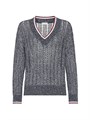 Льняной свитер от Brunello Cucinelli с рельефной сеткой, V-образным вырезом и широкими рукавами, произведённый в Италии 11035319