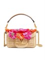 Valentino Garavani Миниатюрная плечевая сумка Loco из синтетической рафии с цветочным орнаментом, размером 20x11x5 см и съемной цепочкой 11033002