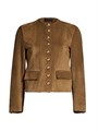 Nili Lotan Nanon Suede Collarless Button-Front Jacket 11035327