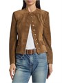 Nili Lotan Nanon Suede Collarless Button-Front Jacket 11035327
