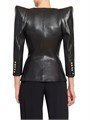 Кожаная приталенная куртка Balmain с острыми плечами и застежкой на крючок, Франция 11034883