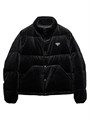 Оверсайз укороченная вельветовая куртка Prada с гусиной пуховой подкладкой, капюшоном и символикой 11035063