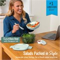 Bentgo Стеклянная салатница с крышкой, 1,8 л, 4-секционный контейнер для начинки, герметичный, подходит для микроволновой печи и посудомоечной машины 11240448