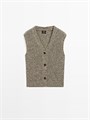 Вязаный мохеровый жилет Massimo Dutti с V-образным вырезом и пуговицами из 100% хлопка 11202046