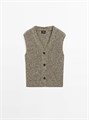 Вязаный мохеровый жилет Massimo Dutti с V-образным вырезом и пуговицами из 100% хлопка 11202046