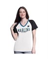 Женская футболка G-III 4Her с V-образным вырезом и регланом Miami Marlins, 60% хлопок, 40% полиэстер 11224960