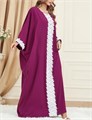 Макси-платье с рукавами лодочкой Flygo в стиле Харем, плюс размер, фиолетовое сари для женщин 10022925