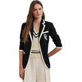 Контрастный блейзер из жесткой ткани LAUREN Ralph Lauren с длинными рукавами и карманами 11177430