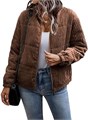 Утепленная куртка Flygo с капюшоном и молнией, укороченная, осенняя, коричневая 10022998