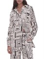 Рубашка Aje Vortex с принтом и поясом, свободный крой, длинные рукава, нагрудный карман 11165406