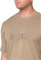 Мужская хлопковая футболка с двойным логотипом BOSS и круглым вырезом, 100% хлопок 11240979