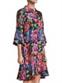 Johnny Was Шелковое платье с цветочным принтом Calanthe, длиной до колена, с воротником рубашечного стиля и асимметричным подолом 11178187