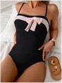 Цельный купальник Verdusa с бантиками, однотонный, регулируемыми бретелями и высоким вырезом, из мягкого материала 11240704