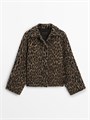 Короткое пальто Massimo Dutti с анималистичным принтом, воротником и пуговицами на подкладке 11202082