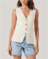 Жилет без рукавов из хлопка Jayce от Astr с V-образным вырезом и блестящими пуговицами в форме треугольников 11172438