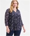 Топ большого размера Kelly с классическим узором пейсли и мягкими рукавами 3/4 от Jones New York 11227885