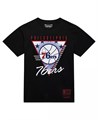Mitchell &amp, Ness Мужская чёрная футболка Philadelphia 76ers из коллекции Worldwide с трёхкратным логотипом, 100% хлопок 11222891