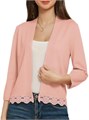 Легкий и стильный женский короткий кардиган с кружевной отделкой, 3/4 рукавами и открытым фронтом от Grace Karin, лето 2025 10023057
