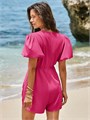 Летний модный комбинезон Cicy Bell с глубоким V-образным вырезом и тройным бантом, оснащённый карманами 11241410
