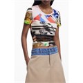 Футболка Desigual из мягкого хлопкового смеси с абстрактным рисунком, 79% хлопка 10048177